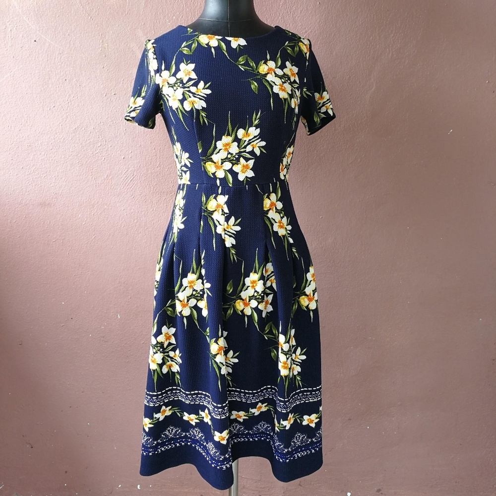 Navy blue floral dress